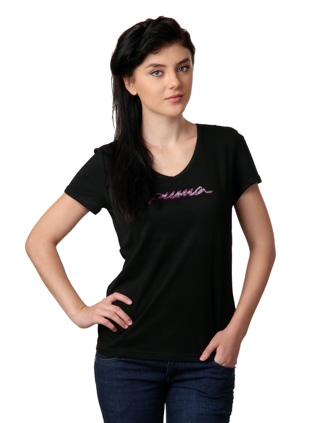 Puma Women Black T-shirt