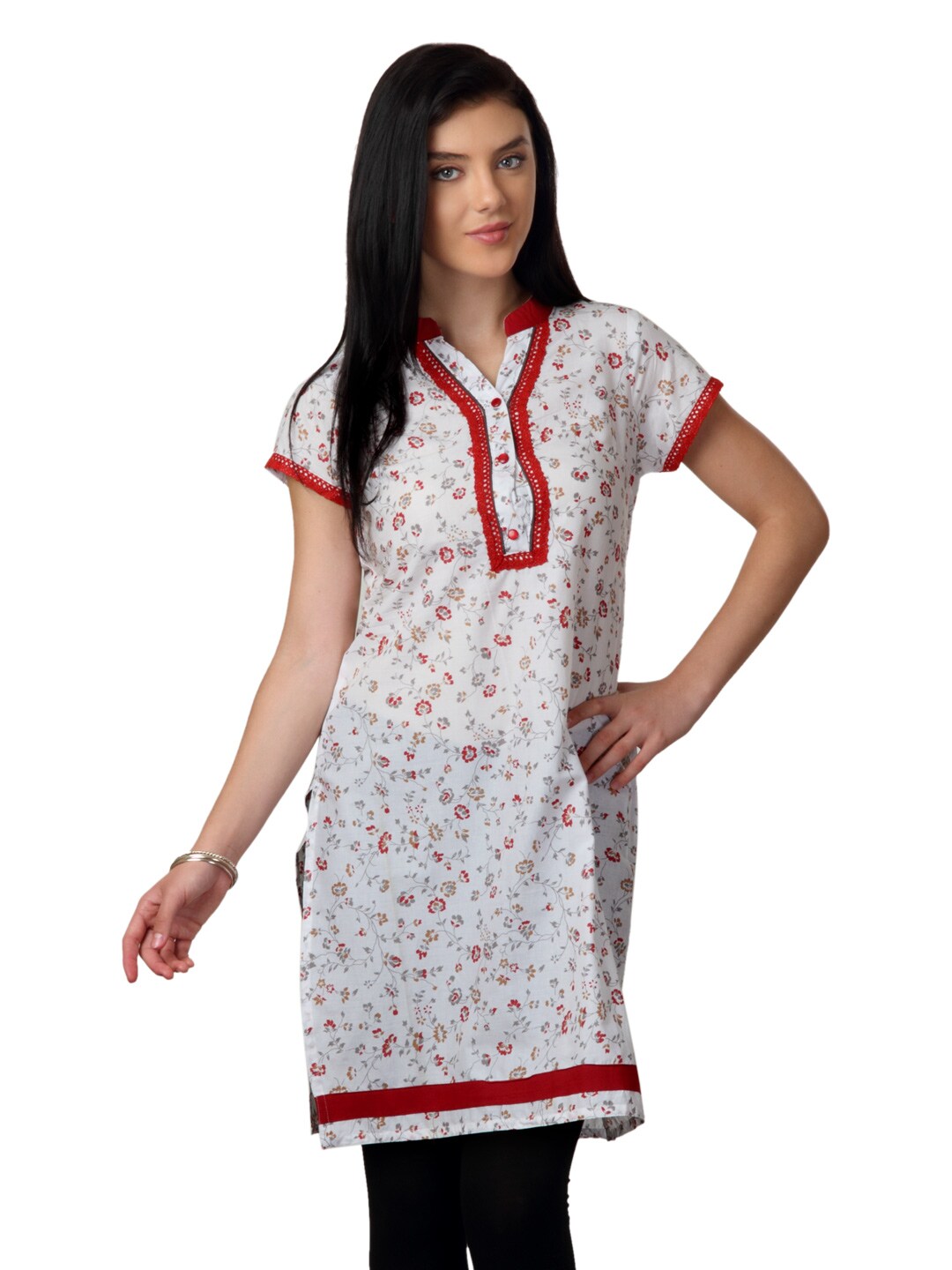 ALayna Women Printed White Kurta