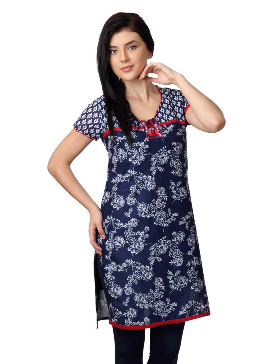 ALayna Women Navy Blue Kurta