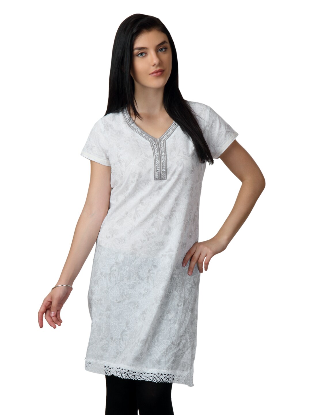 ALayna Women Printed White Kurta