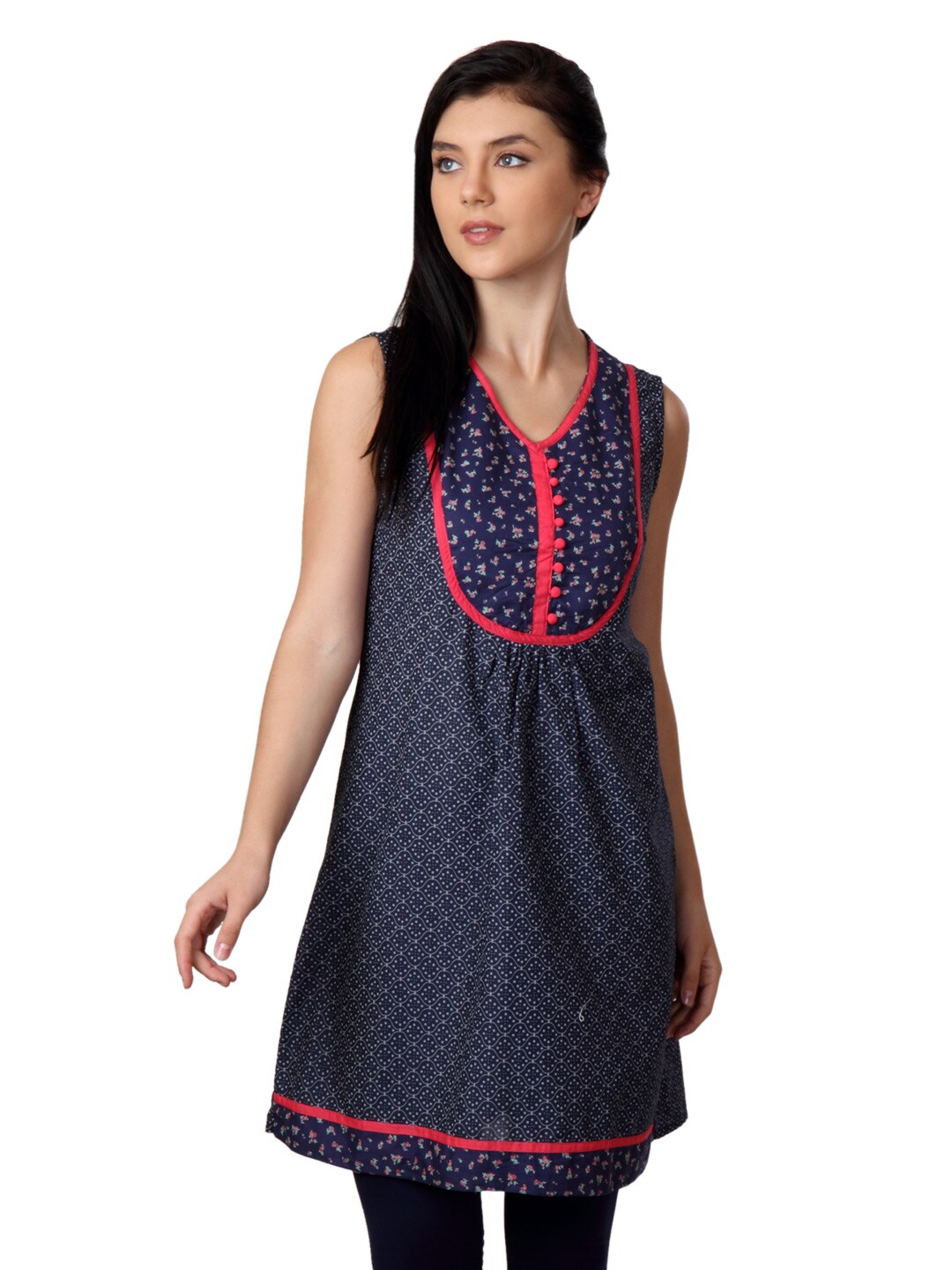 ALayna Women Navy Blue Kurta