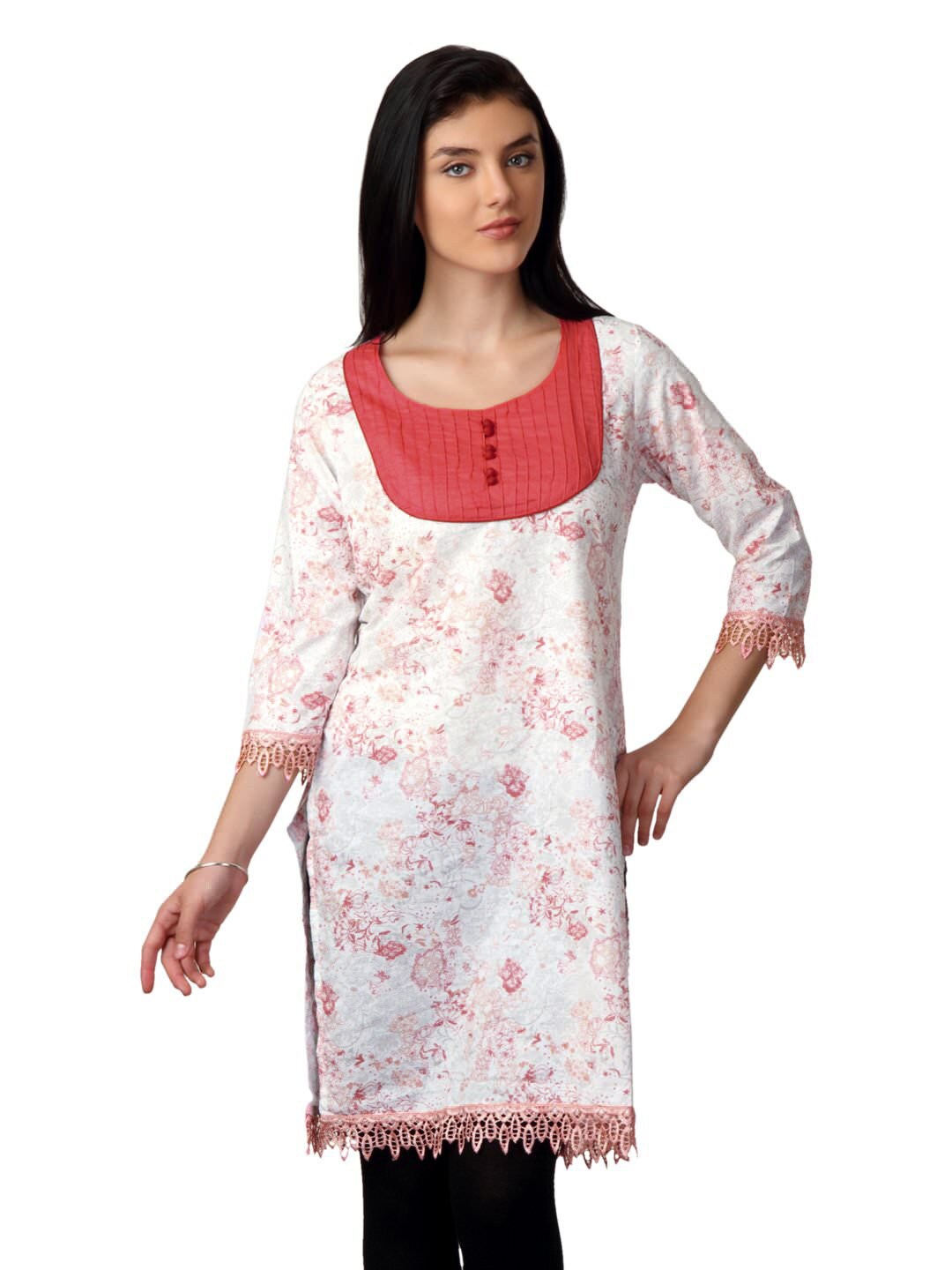 ALayna Women Printed White Kurta