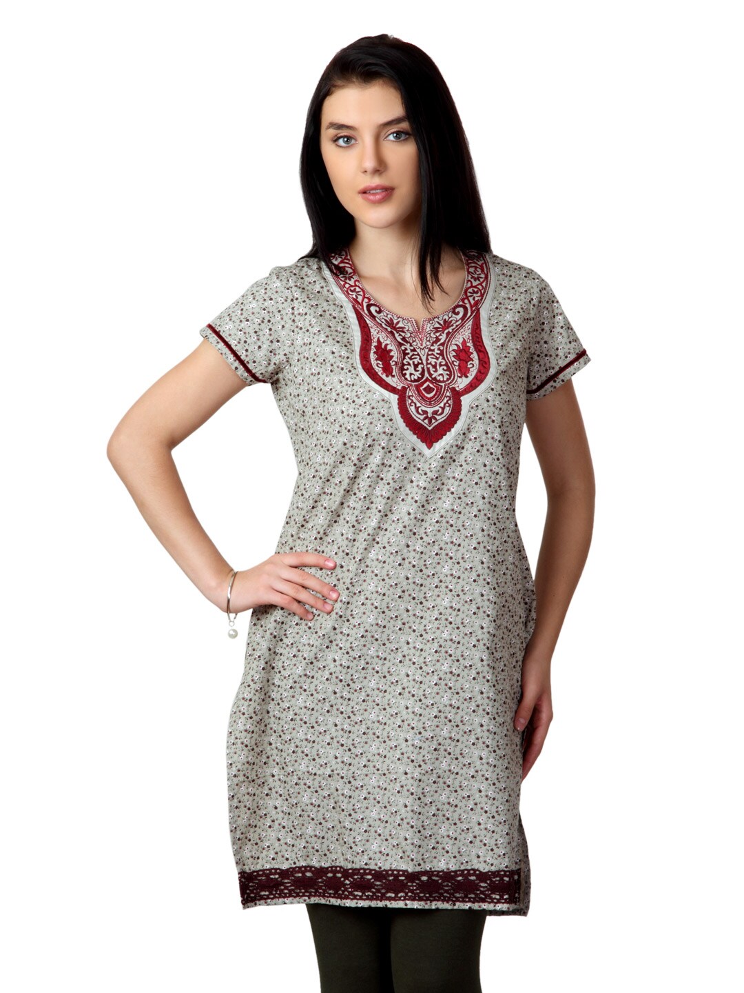 ALayna Women Printed Beige Kurta