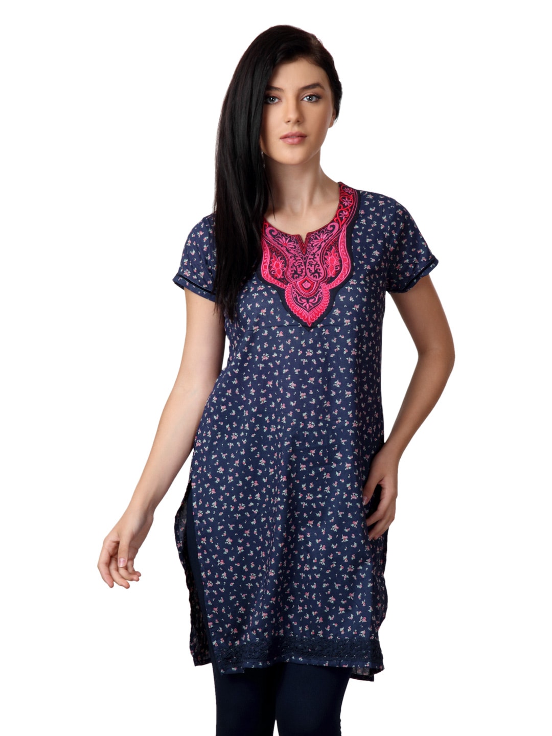 ALayna Women Navy Blue Kurta