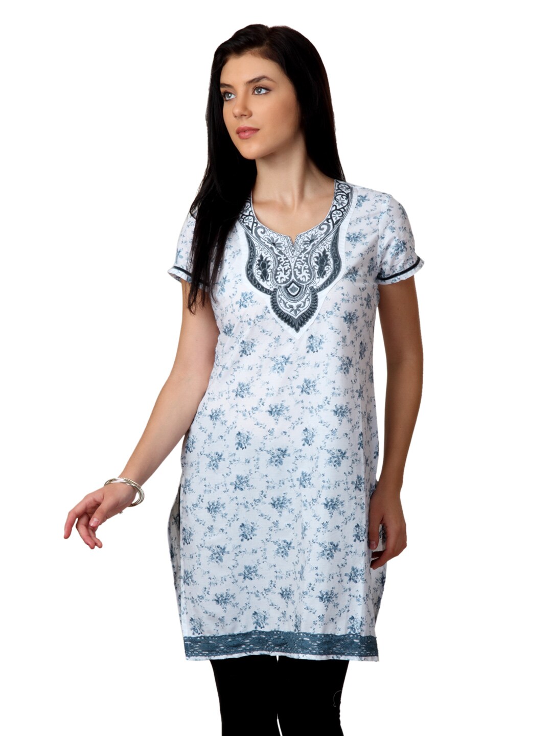 ALayna Women Printed White Kurta