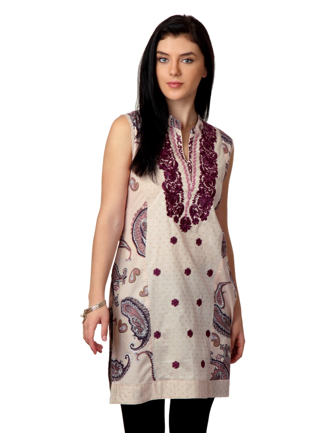 ALayna Women Printed Beige Kurta