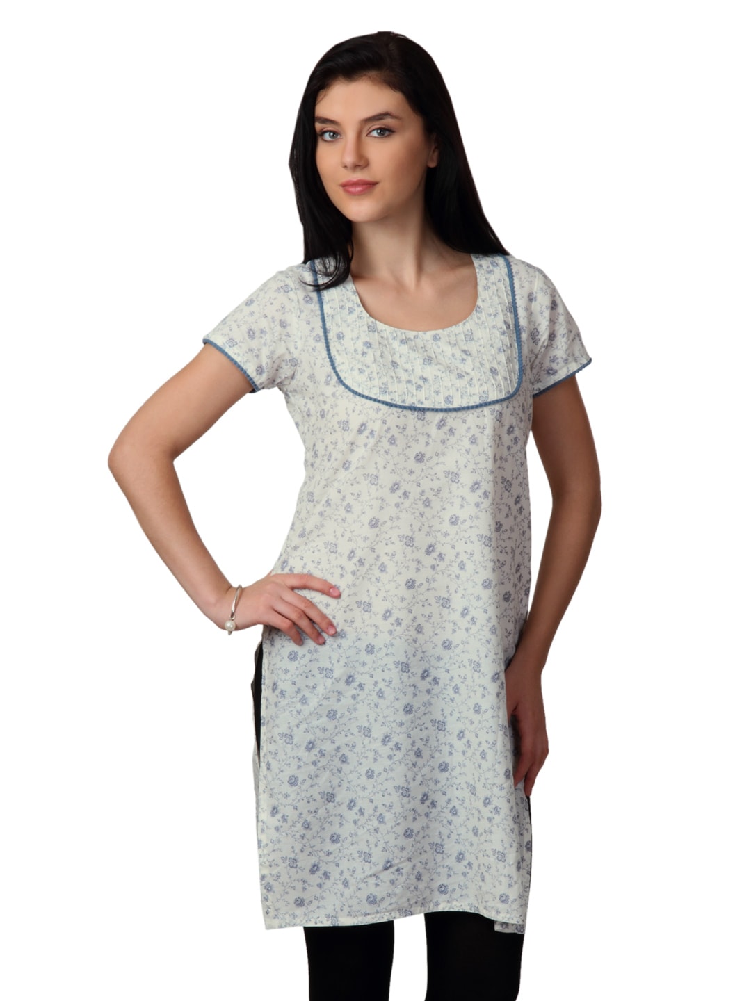 ALayna Women Printed White Kurta