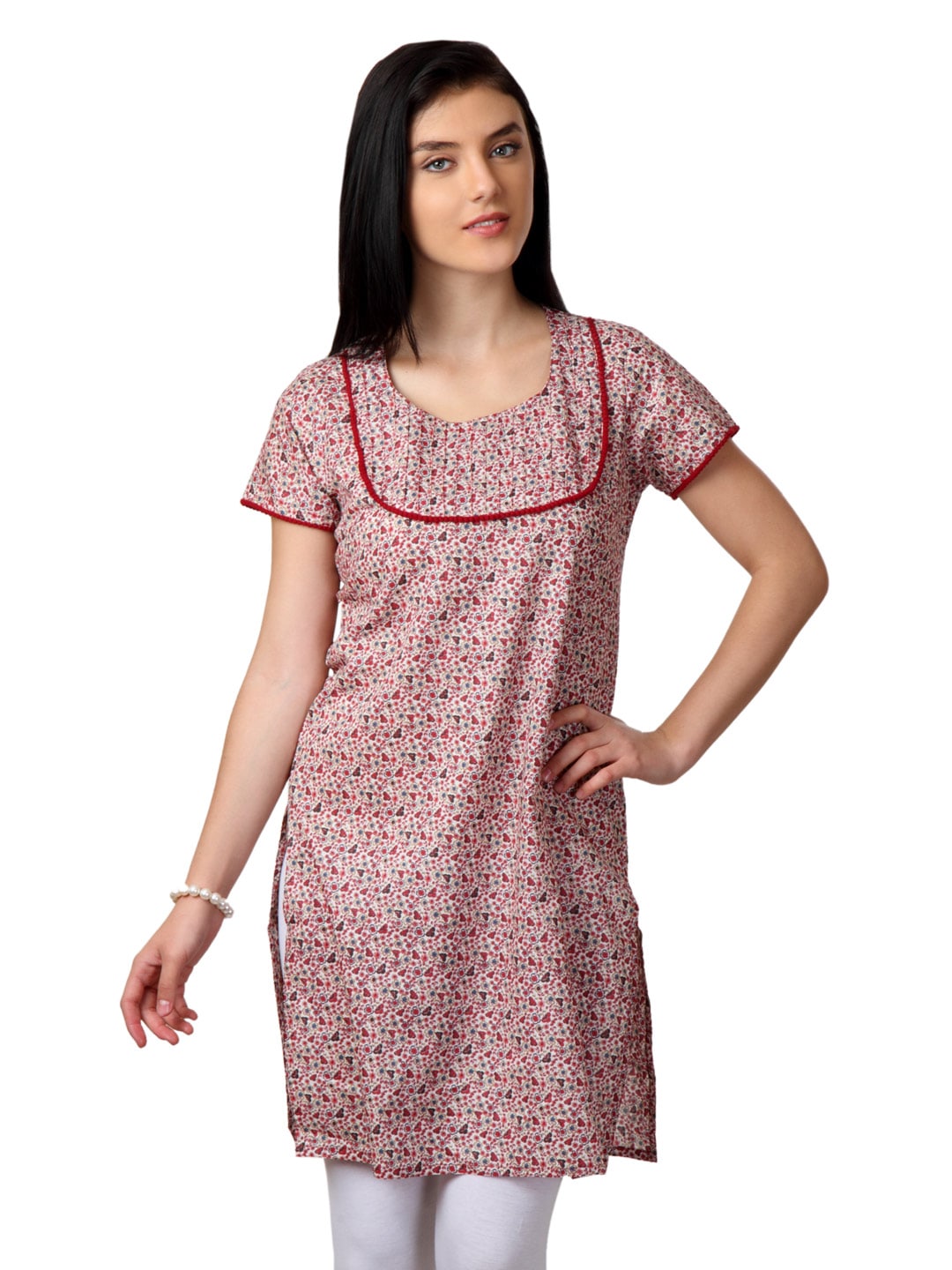 ALayna Women Printed Red Kurta