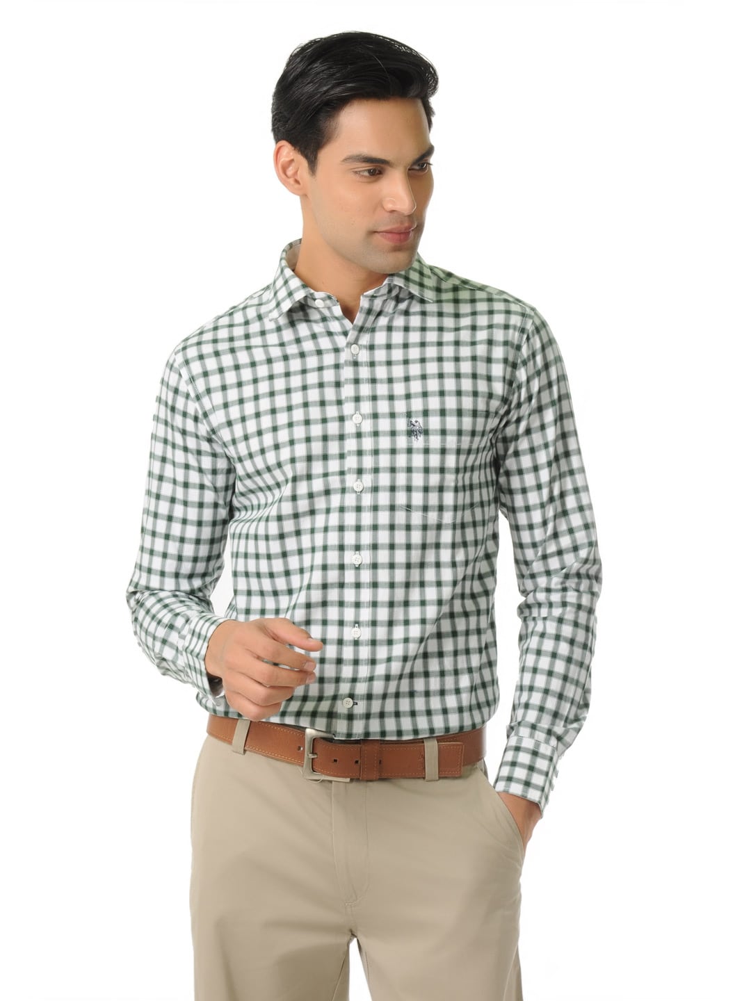 U.S. Polo Assn. Men White & Green Shirt