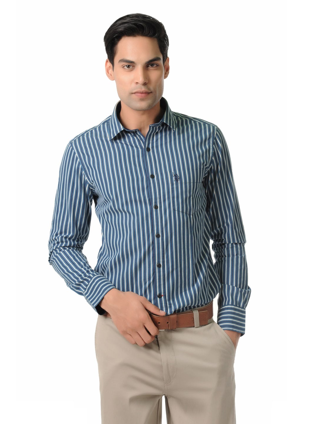 U.S. Polo Assn. Men Striped Blue Shirt