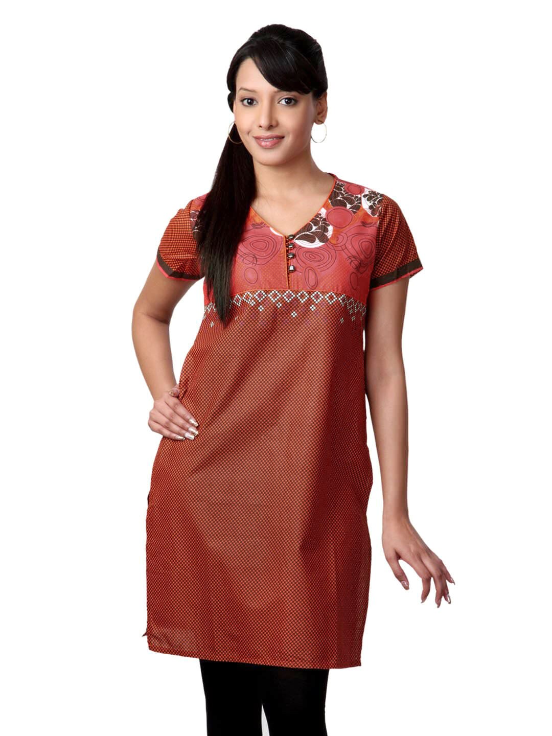 Vishudh Women Orange Printed  Kurta