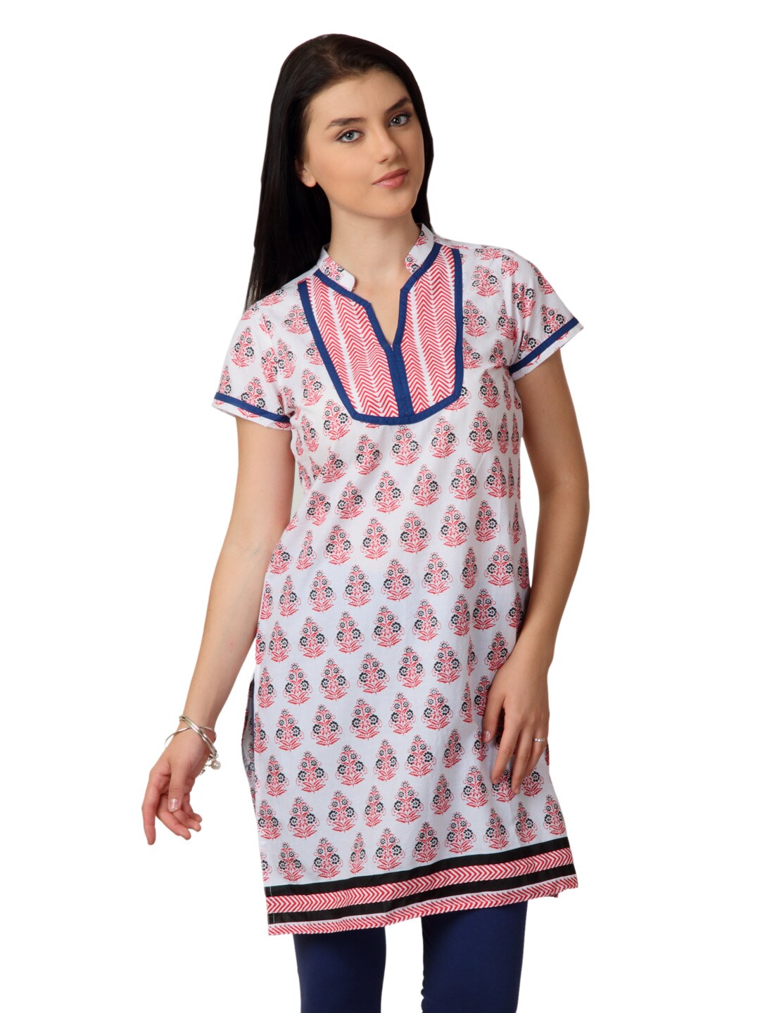 Vishudh Women White Printed Kurta