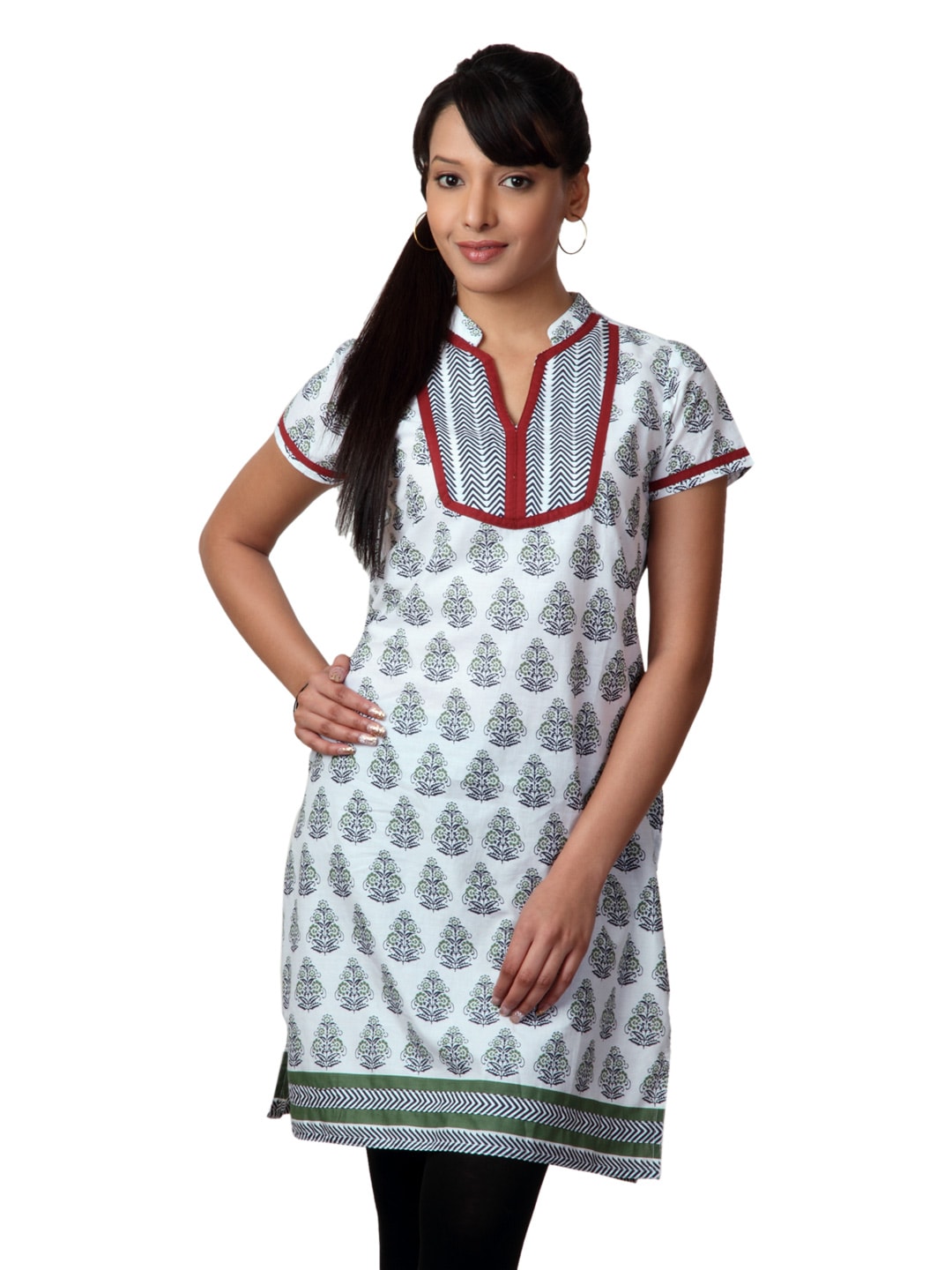 Vishudh Women White Printed Kurta