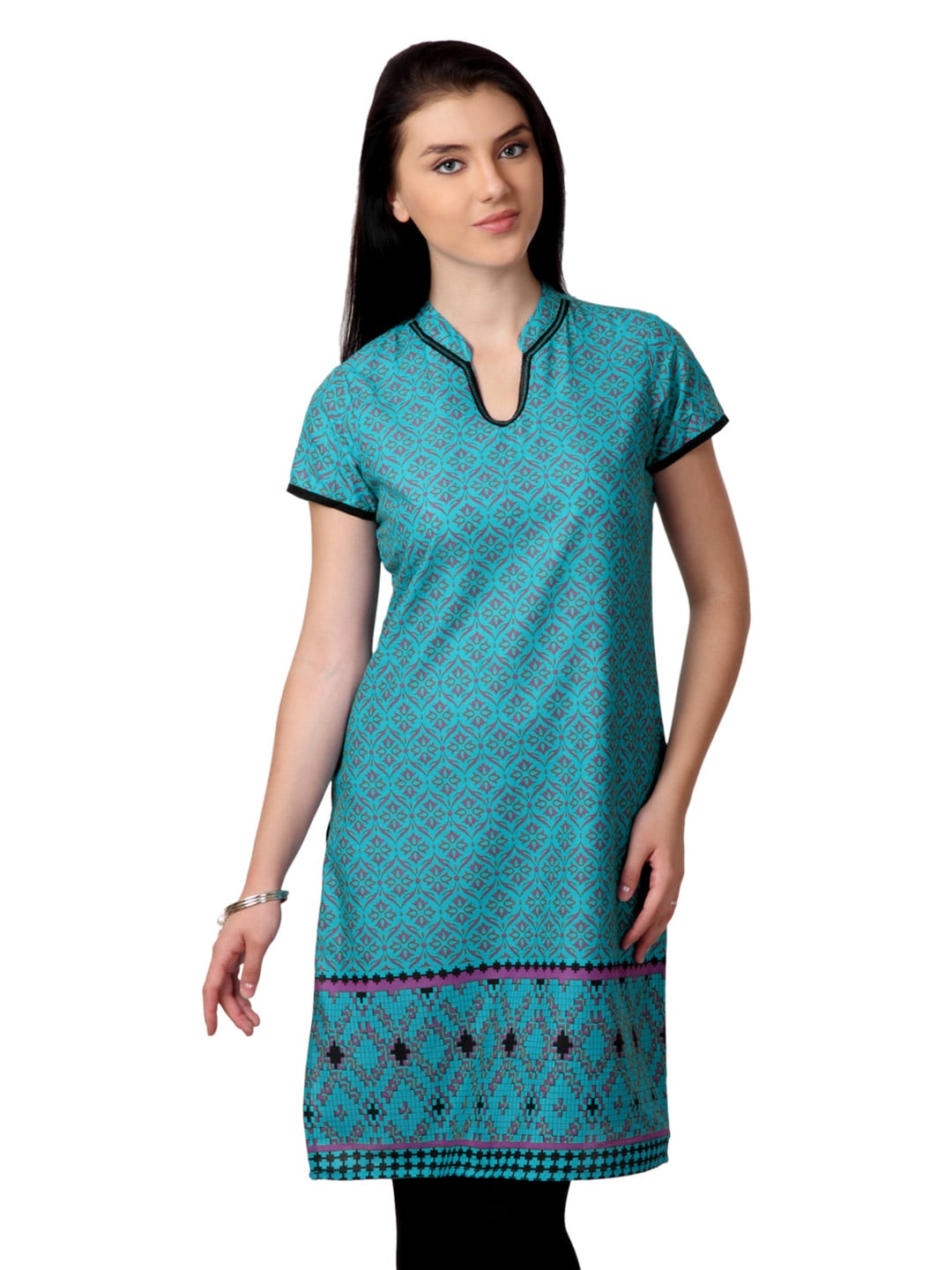 Vishudh Women Turquoise Blue Printed Kurta