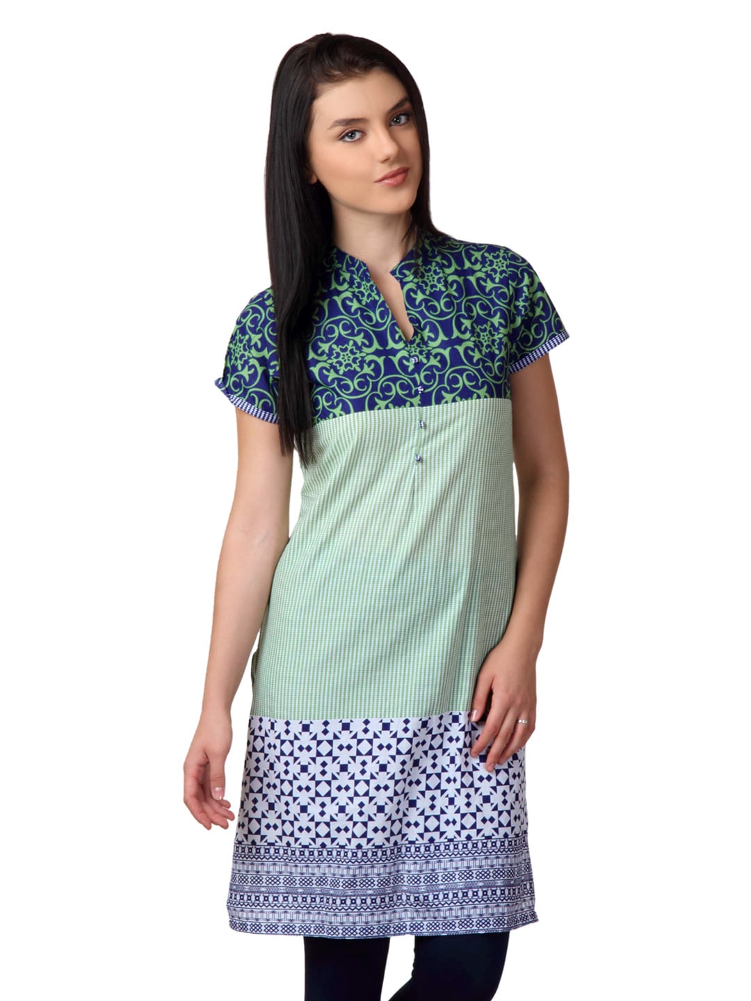 Vishudh Women Blue & Green Kurta