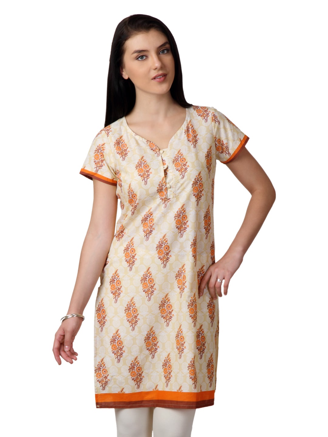 Vishudh Women Beige Printed Kurta