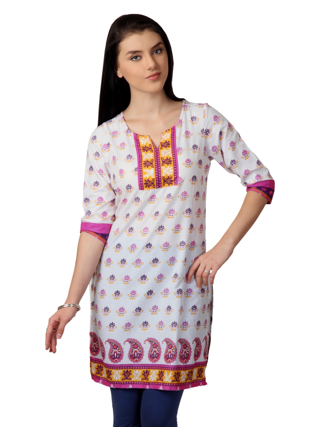 Vishudh Women White Printed Kurta