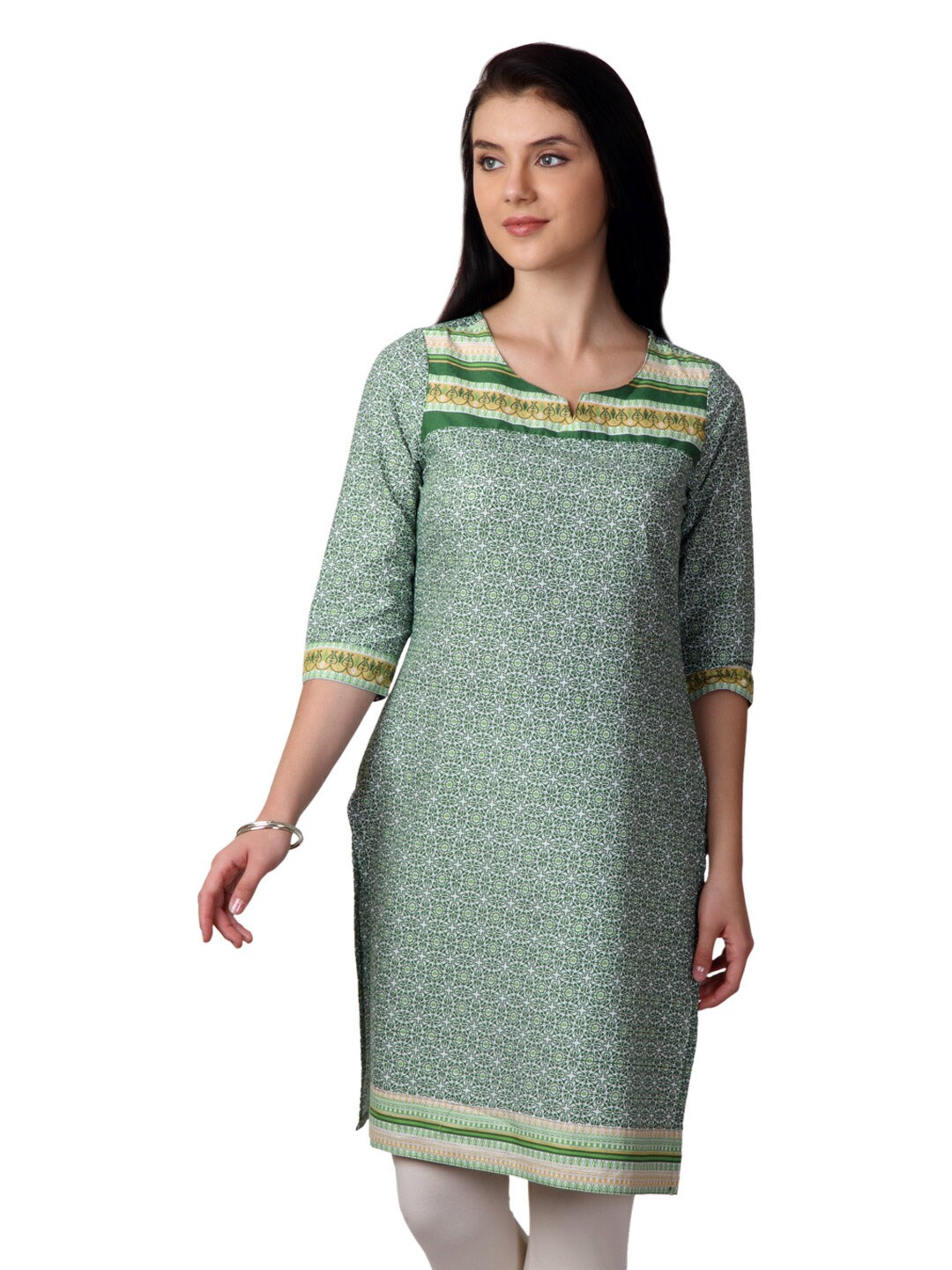 Vishudh Women Green Printed Kurta