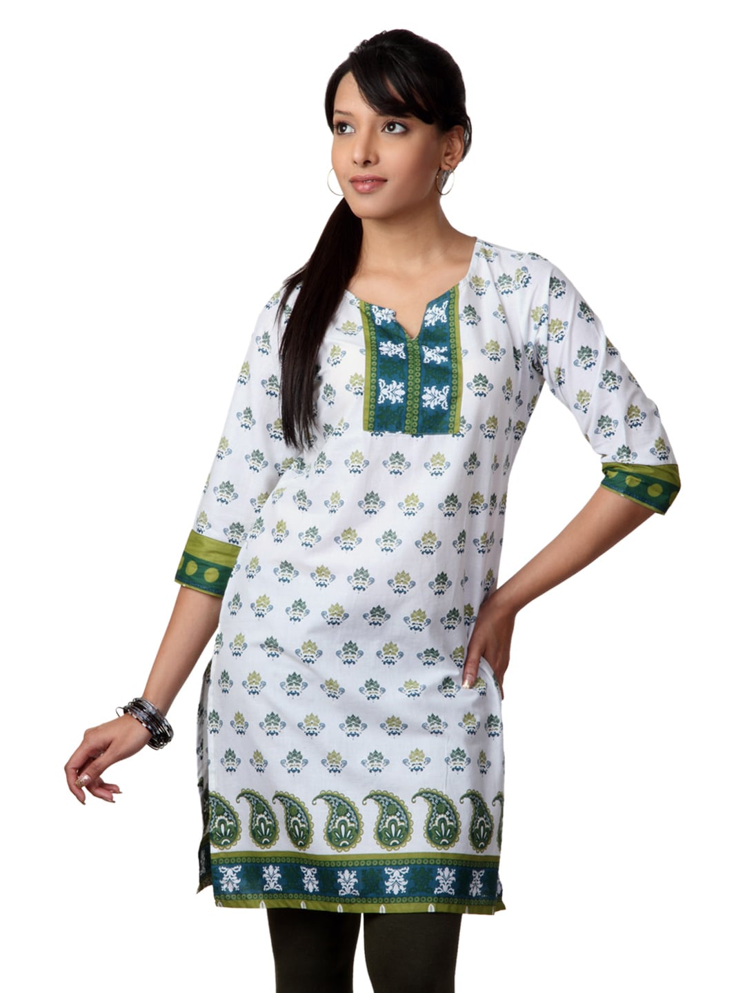 Vishudh Women White Printed Kurta