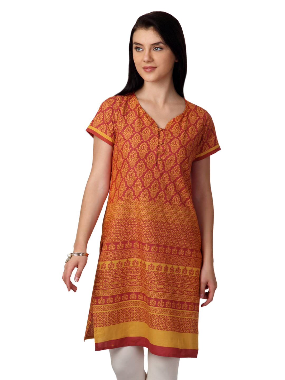 Vishudh Women Orange Printed  Kurta
