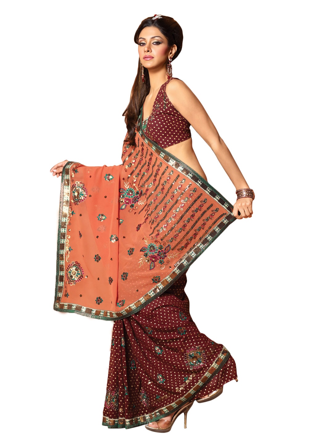 FNF Brown Wedding Collection Sari