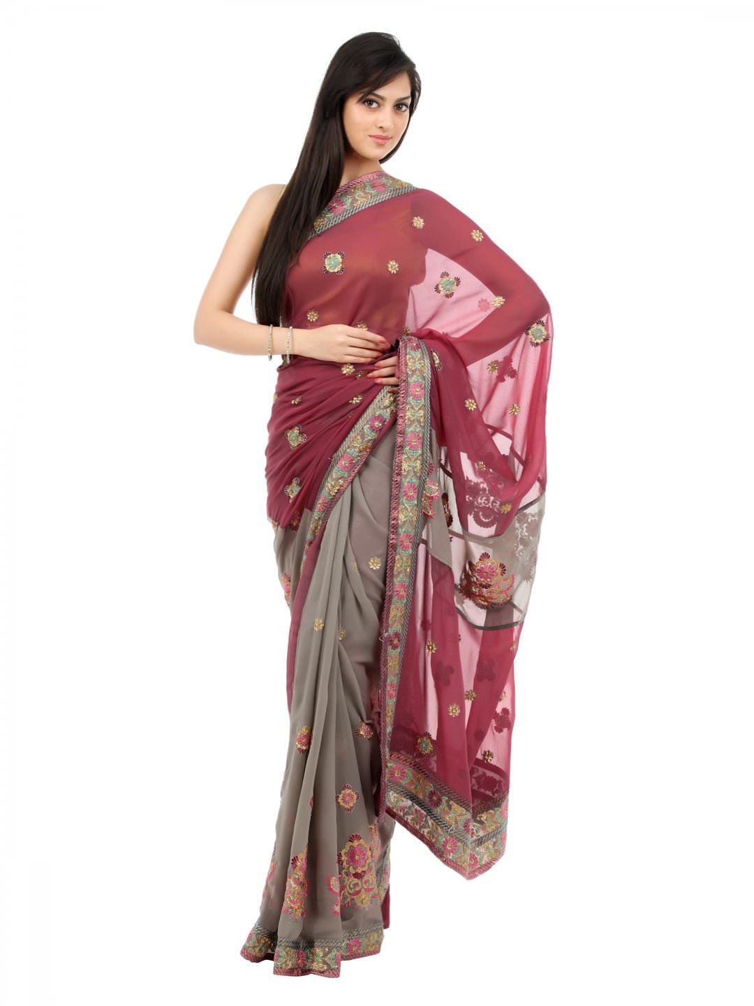 FNF Pink & Grey Wedding Collection Sari