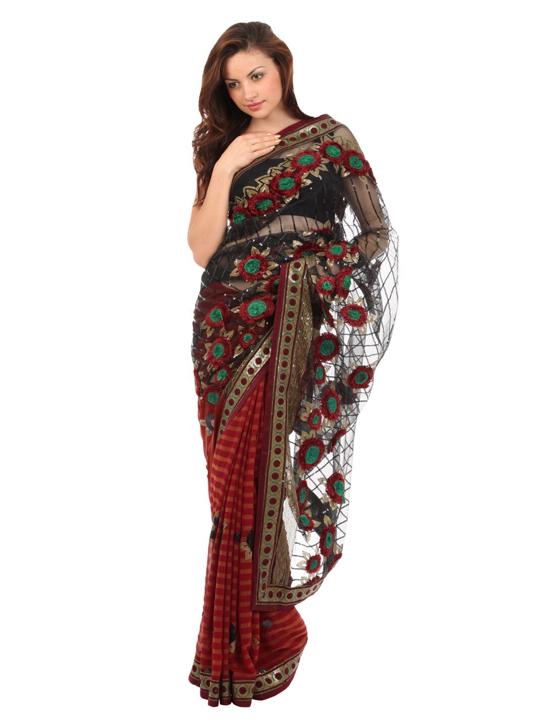 FNF Black & Red Collection For Wedding Sari