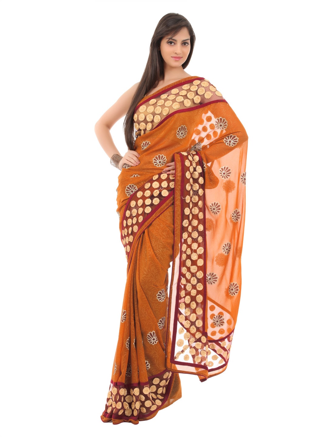 FNF Orange Wedding Collection Sari