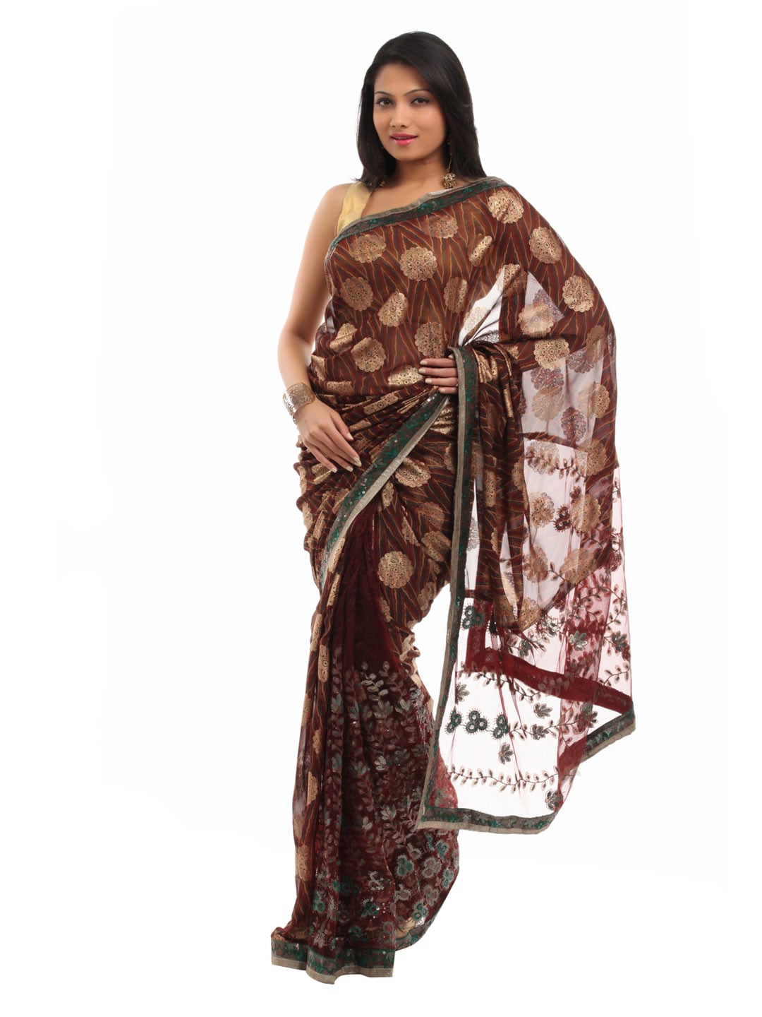 FNF Maroon & Green Collection For Wedding Sari