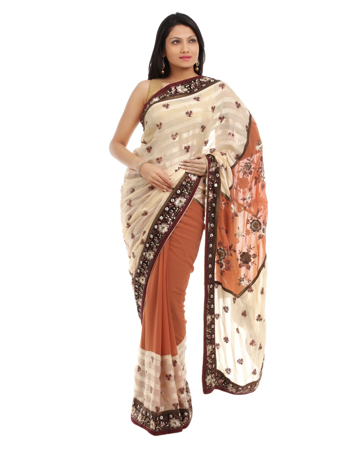 FNF Orange & Cream Collection For Wedding Sari