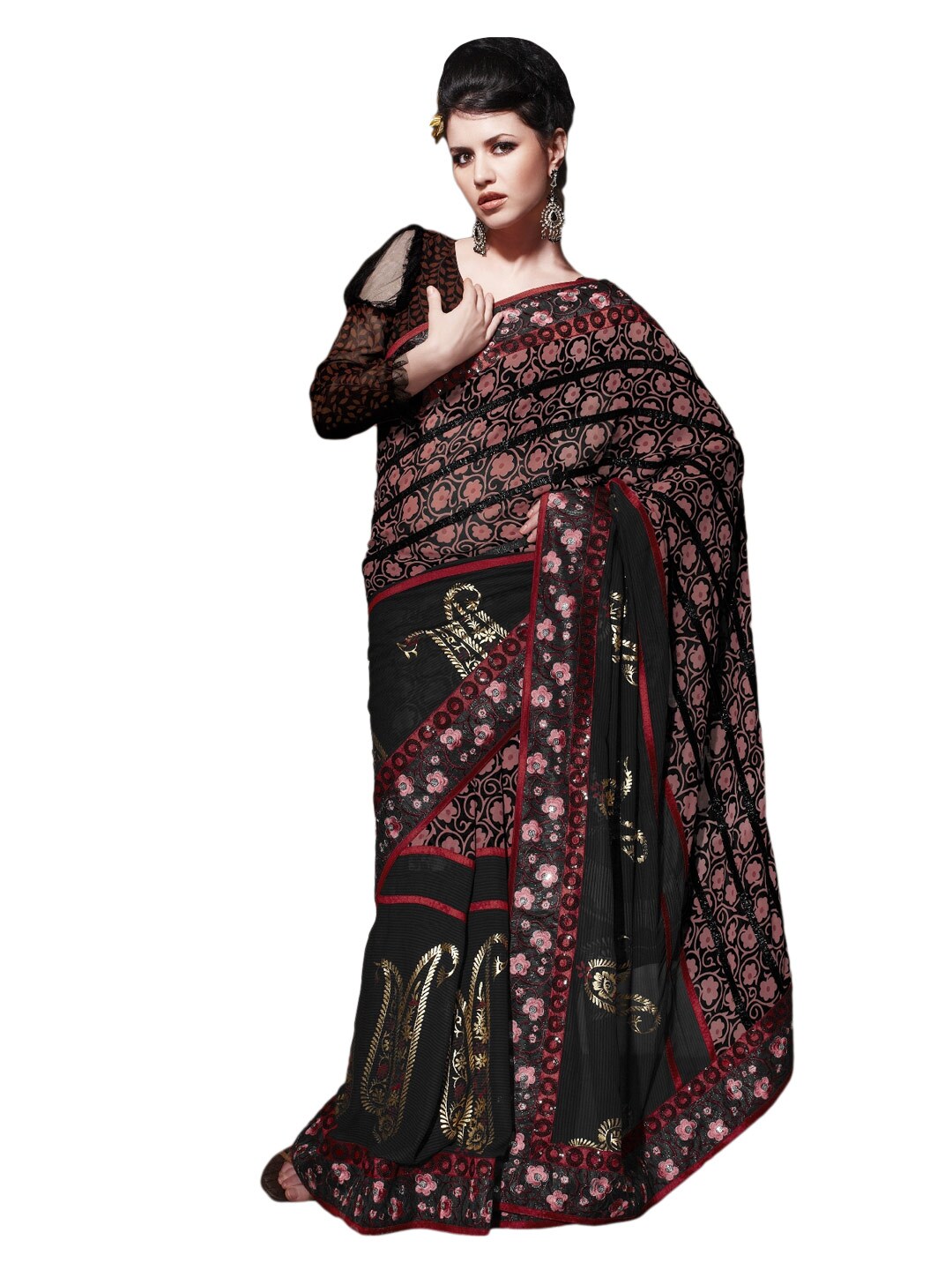 FNF Pink & Black Collection For Wedding Sari